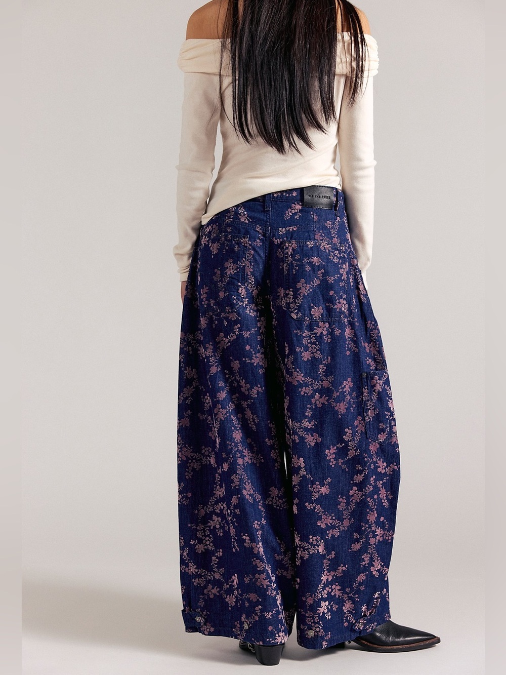 Free People We The Free Jeans About That Baggy Trousers Barrel Balloon Flocked - Picture 3 of 13